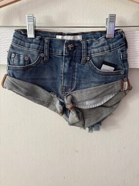new one teaspoon Sz 6-7 girls superstar bandit jean shorts distressed mommy me